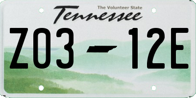 TN license plate Z0312E
