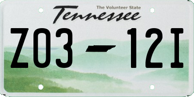 TN license plate Z0312I