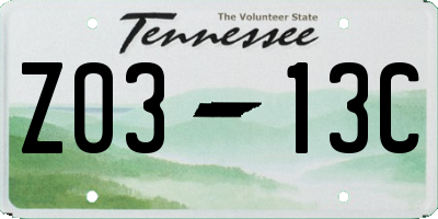 TN license plate Z0313C