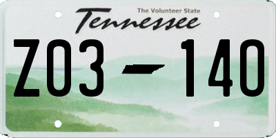 TN license plate Z0314O