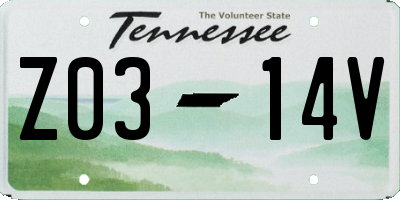 TN license plate Z0314V