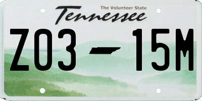 TN license plate Z0315M