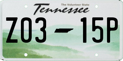TN license plate Z0315P
