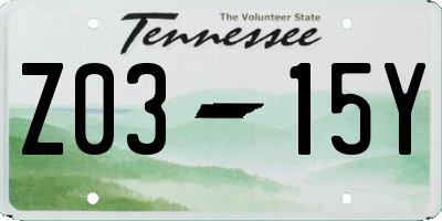 TN license plate Z0315Y