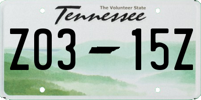 TN license plate Z0315Z