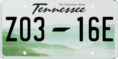 TN license plate Z0316E