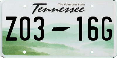 TN license plate Z0316G