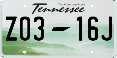 TN license plate Z0316J