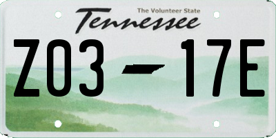 TN license plate Z0317E