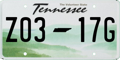TN license plate Z0317G