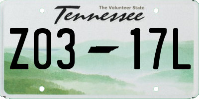 TN license plate Z0317L