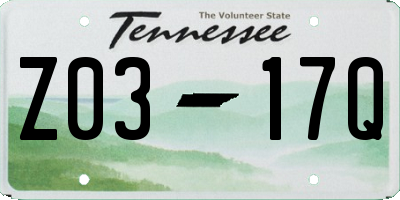 TN license plate Z0317Q