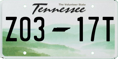 TN license plate Z0317T