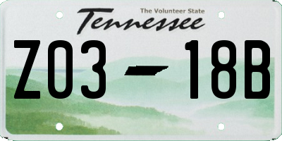 TN license plate Z0318B