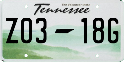 TN license plate Z0318G