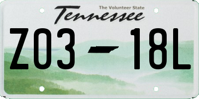 TN license plate Z0318L