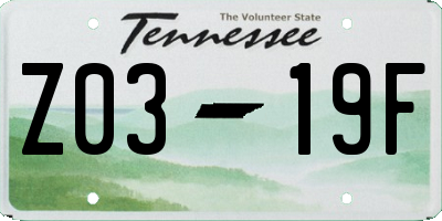 TN license plate Z0319F