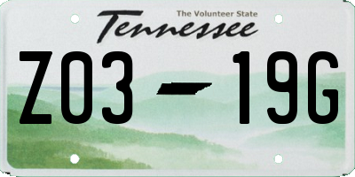TN license plate Z0319G