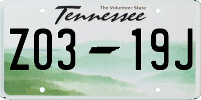 TN license plate Z0319J