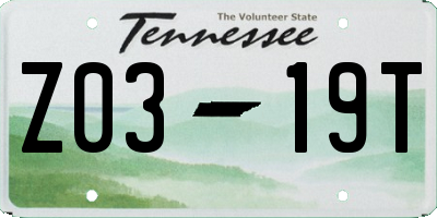 TN license plate Z0319T
