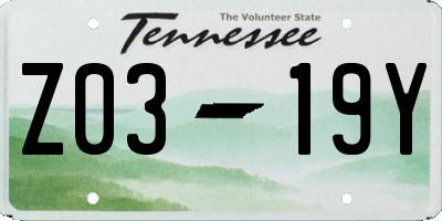 TN license plate Z0319Y