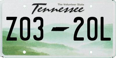 TN license plate Z0320L