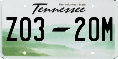 TN license plate Z0320M