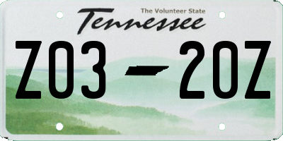 TN license plate Z0320Z