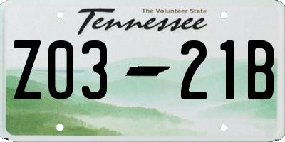 TN license plate Z0321B