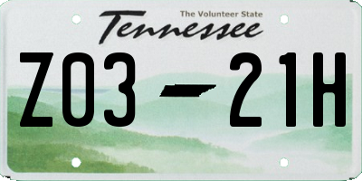 TN license plate Z0321H