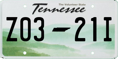 TN license plate Z0321I