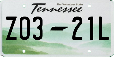 TN license plate Z0321L