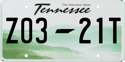 TN license plate Z0321T