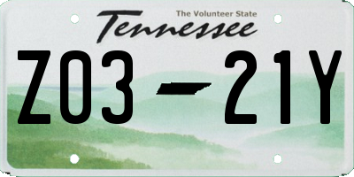 TN license plate Z0321Y