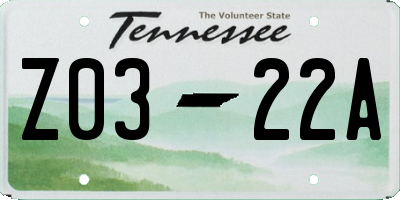 TN license plate Z0322A