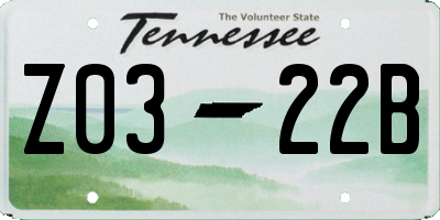 TN license plate Z0322B