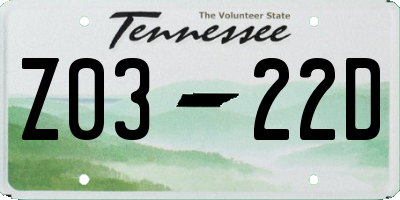 TN license plate Z0322D
