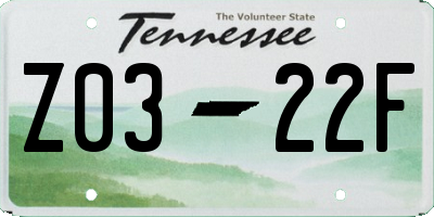 TN license plate Z0322F