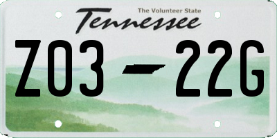 TN license plate Z0322G