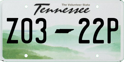 TN license plate Z0322P