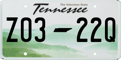 TN license plate Z0322Q