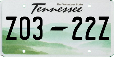 TN license plate Z0322Z