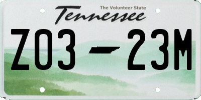 TN license plate Z0323M