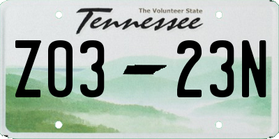 TN license plate Z0323N