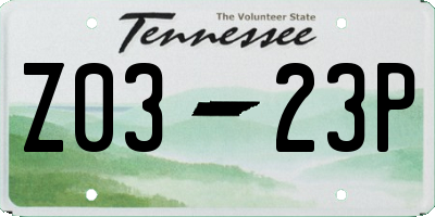 TN license plate Z0323P