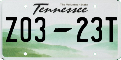 TN license plate Z0323T