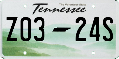 TN license plate Z0324S