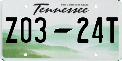 TN license plate Z0324T