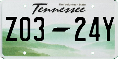 TN license plate Z0324Y
