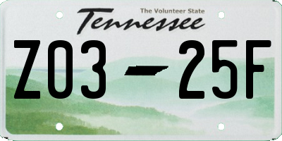 TN license plate Z0325F